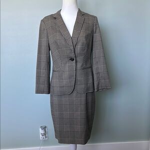Gray Plaid Blazer and Skirt Set